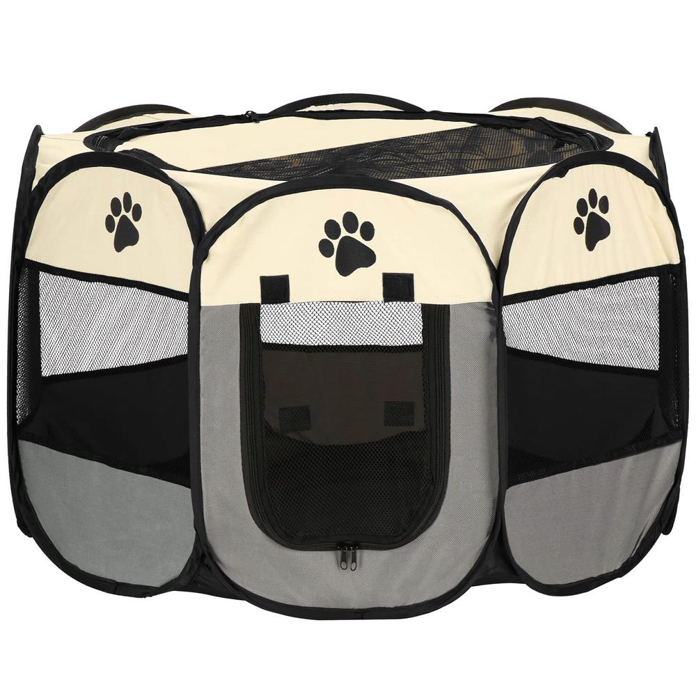 Tarc pliabil pentru animale de companie, diametru 91cm, gri crem Household NewTrend