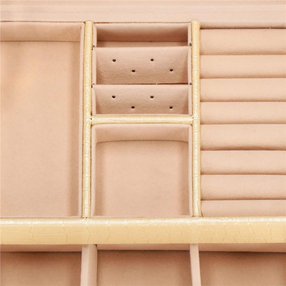 (DL) Cutie depozitare si organizare bijuterii, MDF, piele ecologica si velur, 17,5 x 14 x 12,5cm, crem Household NewTrend