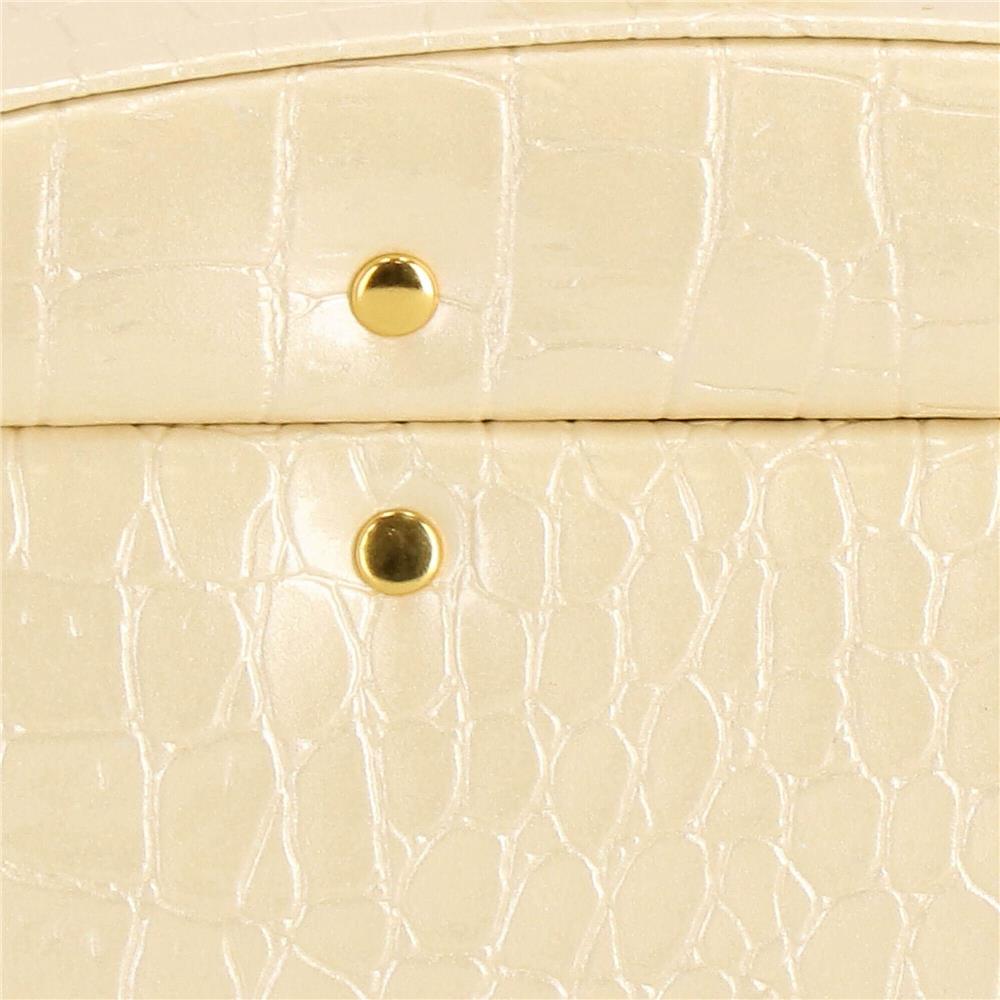 (DL) Cutie depozitare si organizare bijuterii, MDF, piele ecologica si velur, 17,5 x 14 x 12,5cm, crem Household NewTrend