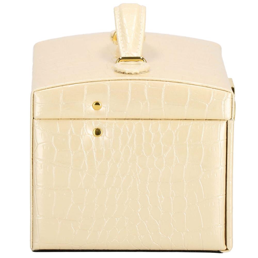 (DL) Cutie depozitare si organizare bijuterii, MDF, piele ecologica si velur, 17,5 x 14 x 12,5cm, crem Household NewTrend