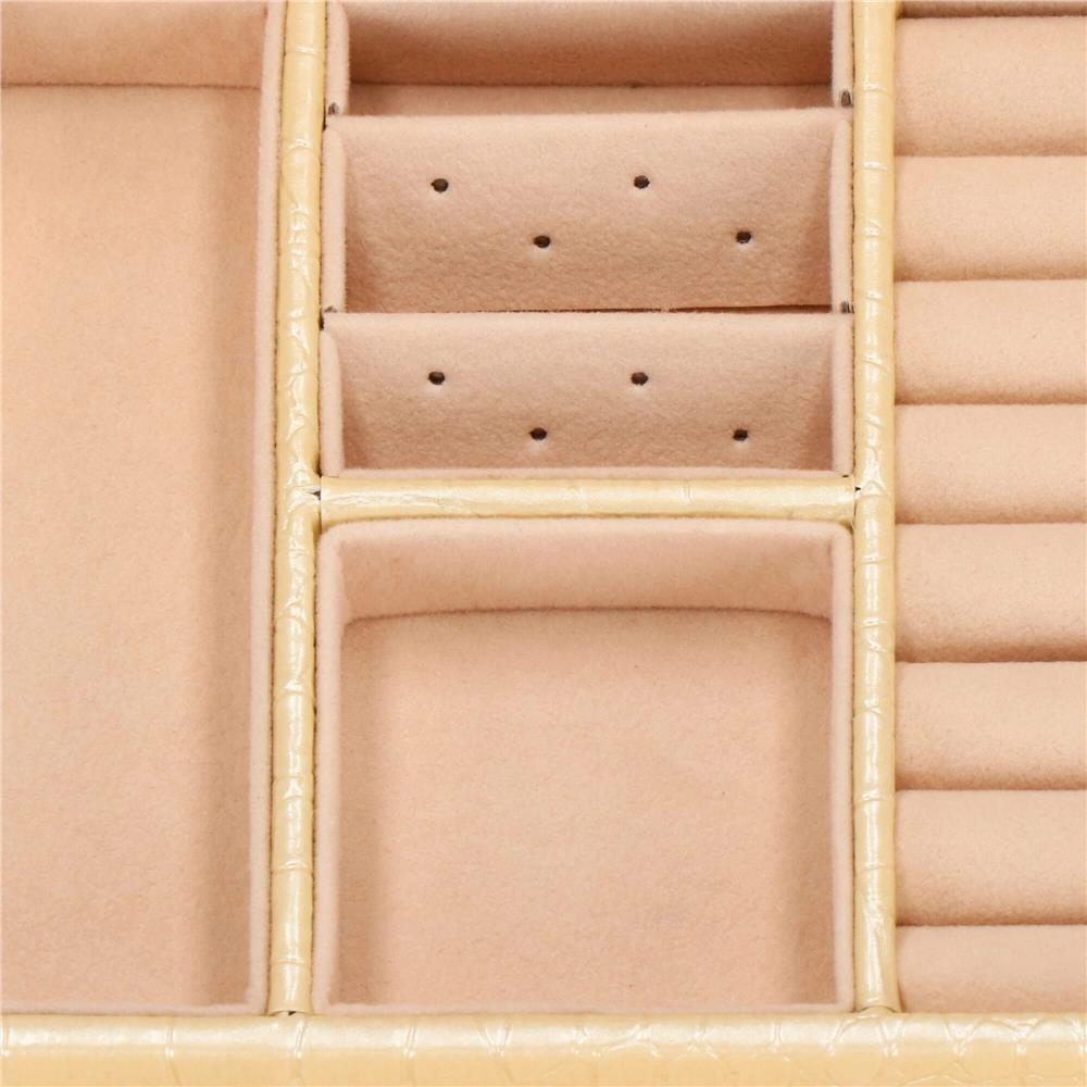 (DL) Cutie depozitare si organizare bijuterii, MDF, piele ecologica si velur, 17,5 x 14 x 12,5cm, crem Household NewTrend