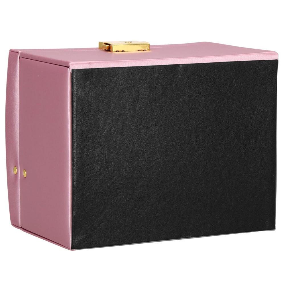 (DL) Cutie depozitare si organizare bijuterii, MDF, piele ecologica si velur, 17,5 x 14 x 12,5cm, roz Household NewTrend