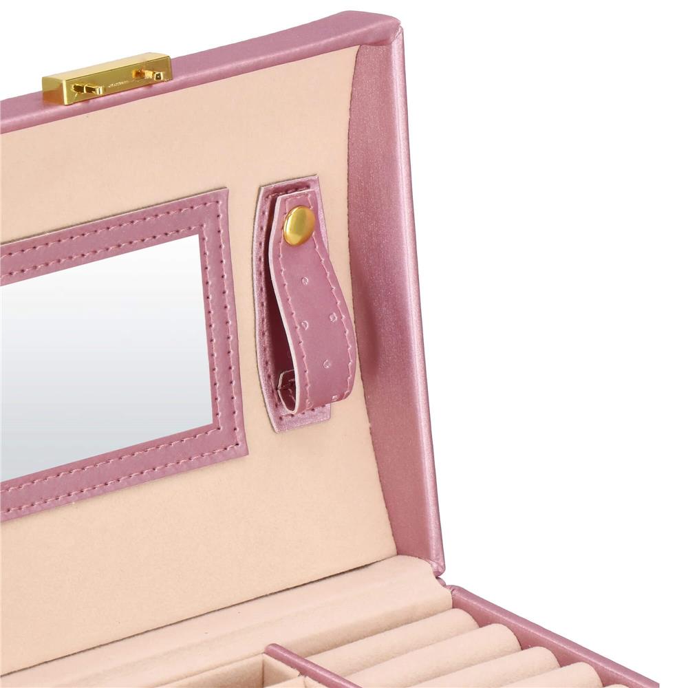(DL) Cutie depozitare si organizare bijuterii, MDF, piele ecologica si velur, 17,5 x 14 x 12,5cm, roz Household NewTrend