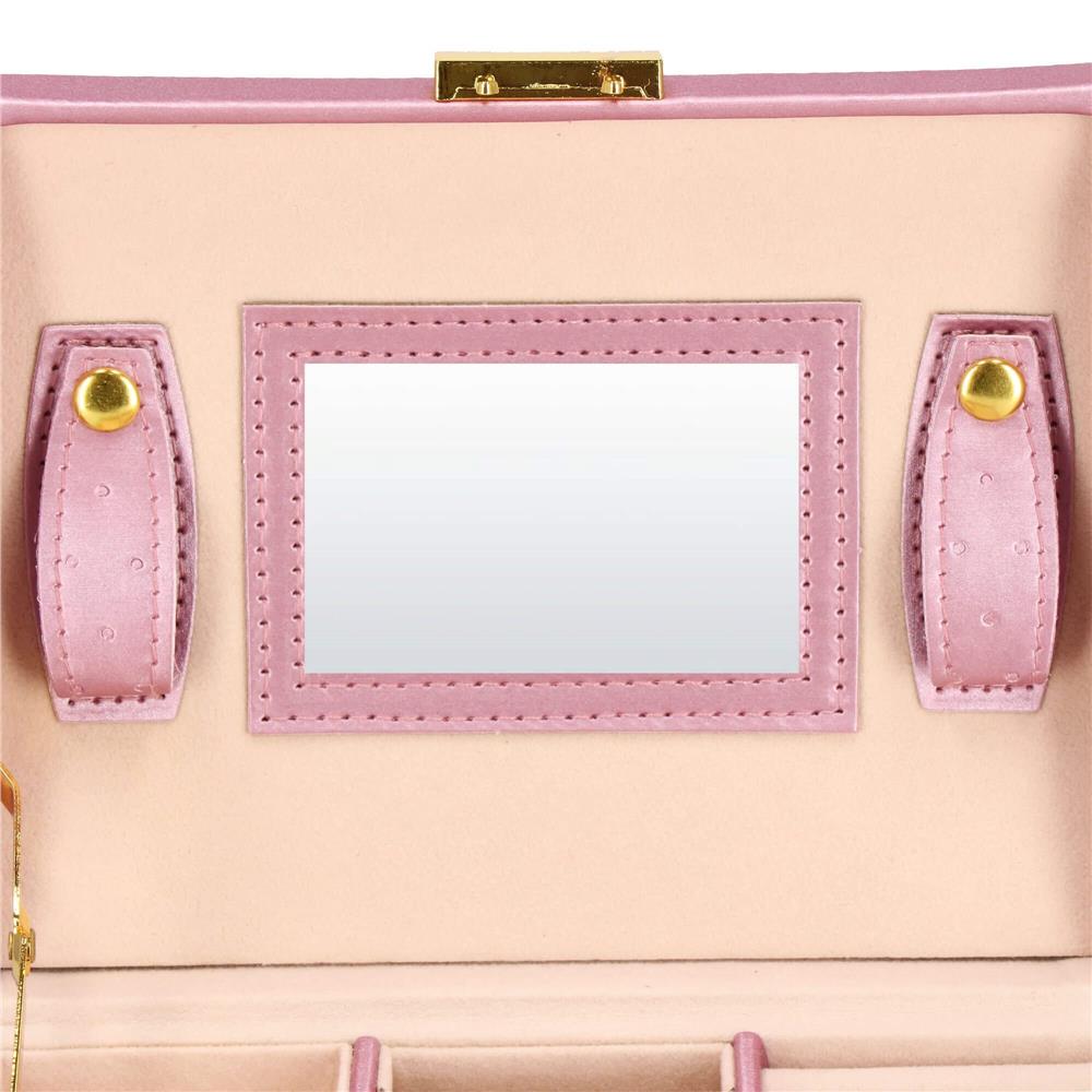 (DL) Cutie depozitare si organizare bijuterii, MDF, piele ecologica si velur, 17,5 x 14 x 12,5cm, roz Household NewTrend