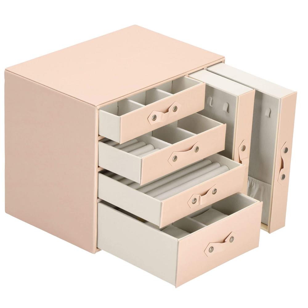 (DL) Cutie depozitare si organizare bijuterii, piele ecologica + velur, 26 x 22 x 18 cm, roz Household NewTrend