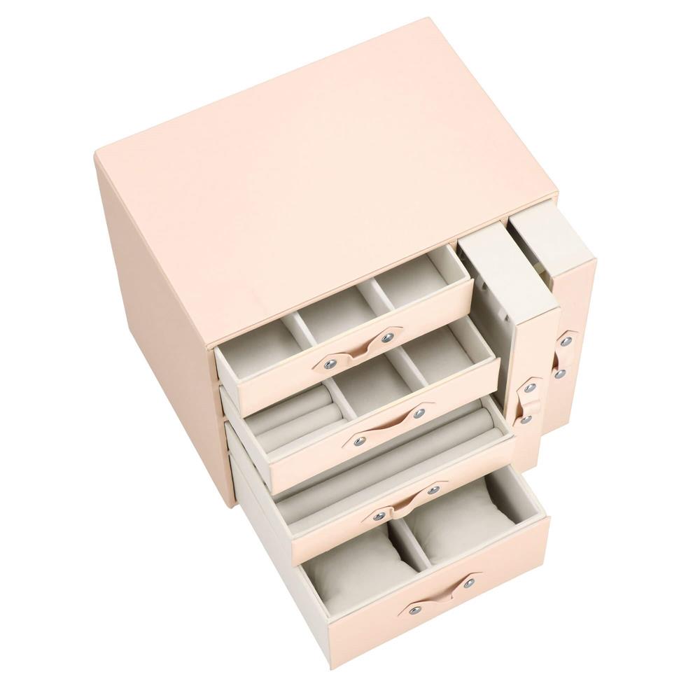(DL) Cutie depozitare si organizare bijuterii, piele ecologica + velur, 26 x 22 x 18 cm, roz Household NewTrend