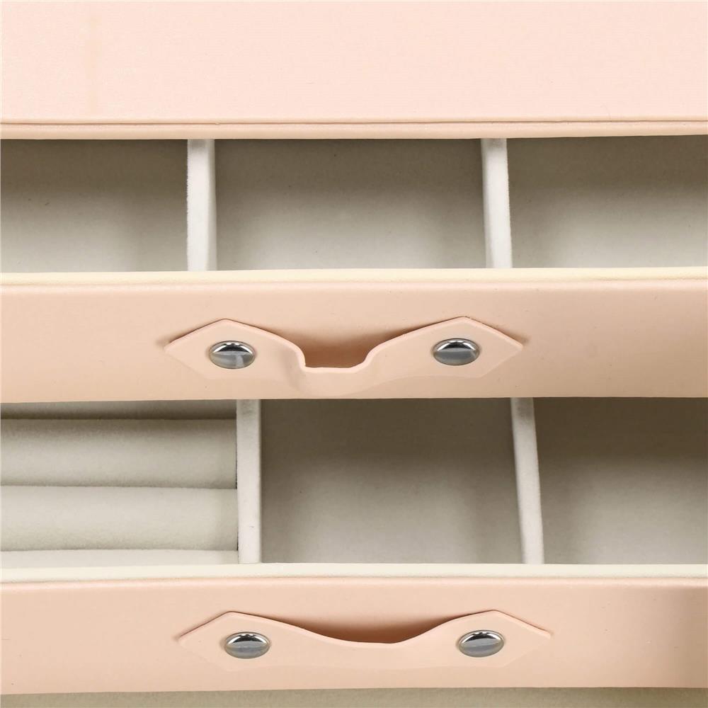 (DL) Cutie depozitare si organizare bijuterii, piele ecologica + velur, 26 x 22 x 18 cm, roz Household NewTrend