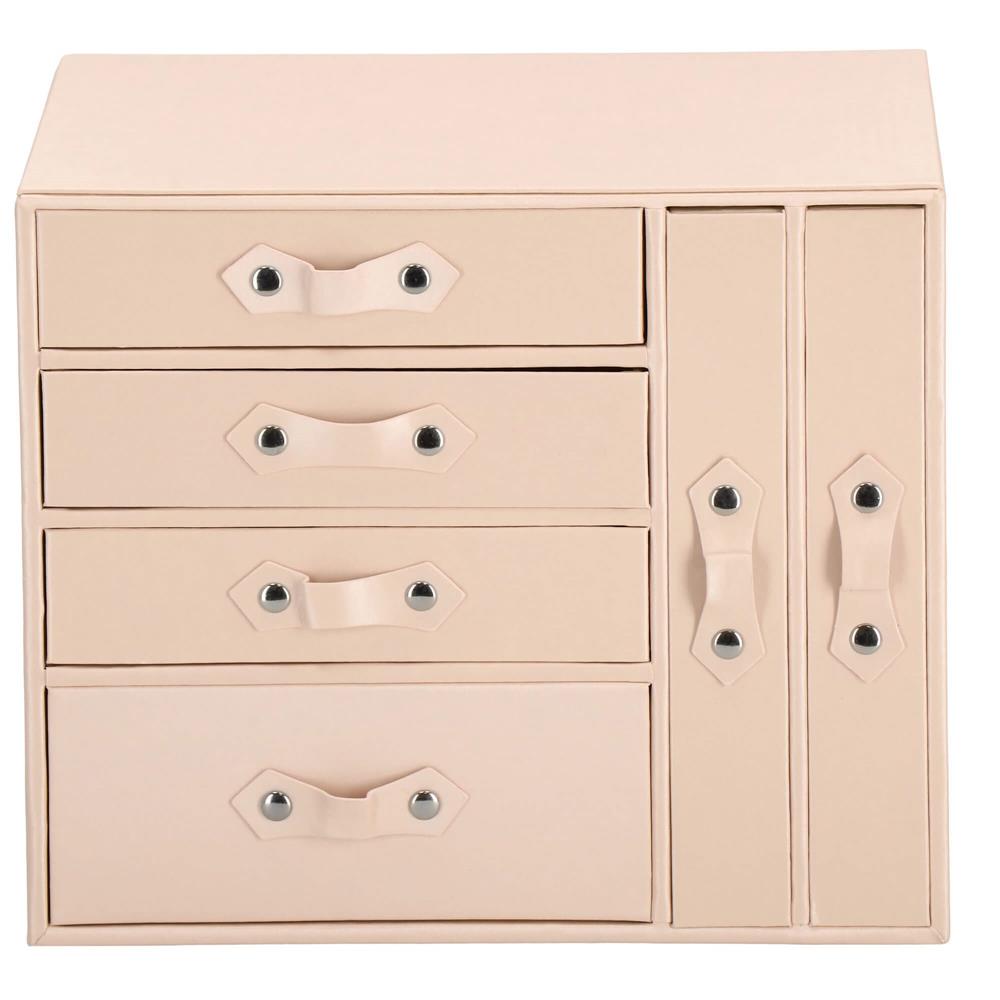 (DL) Cutie depozitare si organizare bijuterii, piele ecologica + velur, 26 x 22 x 18 cm, roz Household NewTrend