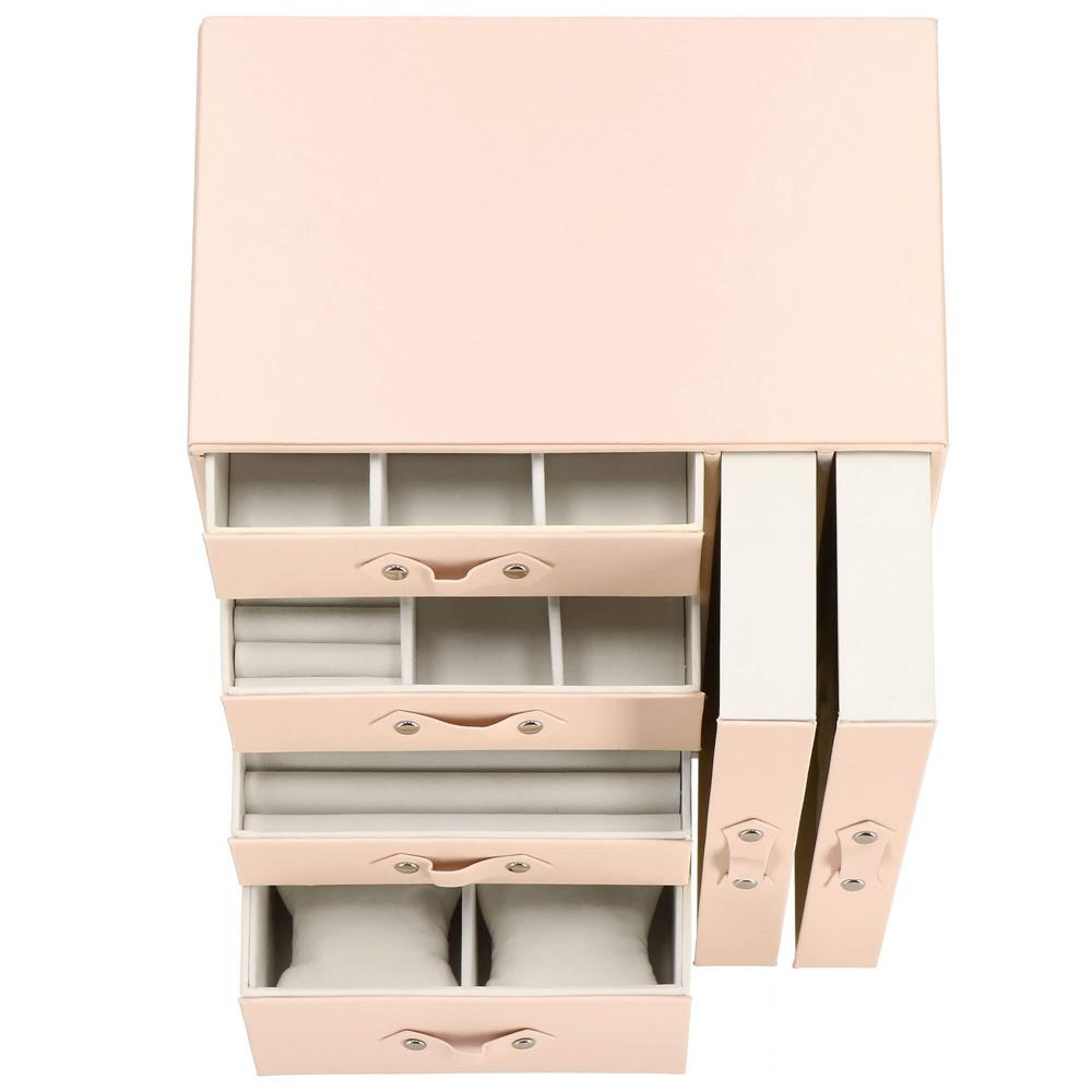 (DL) Cutie depozitare si organizare bijuterii, piele ecologica + velur, 26 x 22 x 18 cm, roz Household NewTrend