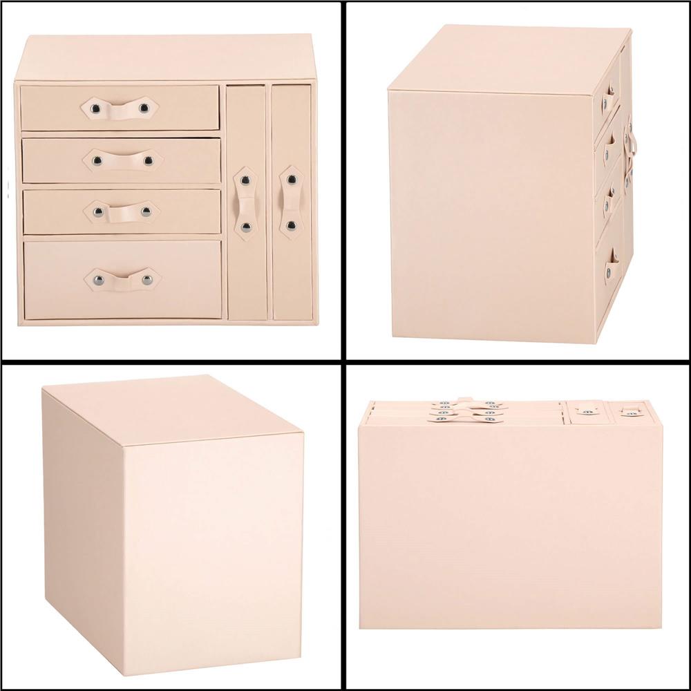 (DL) Cutie depozitare si organizare bijuterii, piele ecologica + velur, 26 x 22 x 18 cm, roz Household NewTrend