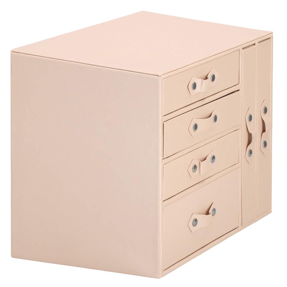 (DL) Cutie depozitare si organizare bijuterii, piele ecologica + velur, 26 x 22 x 18 cm, roz Household NewTrend