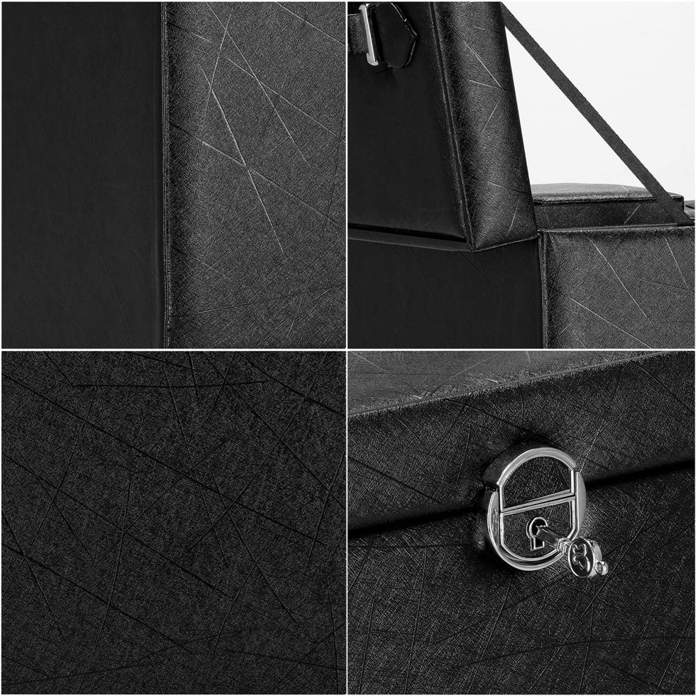 Cutie depozitare si organizare bijuterii, piele ecologica + velur, 26 x 21,5 x 19 cm, negru Household NewTrend