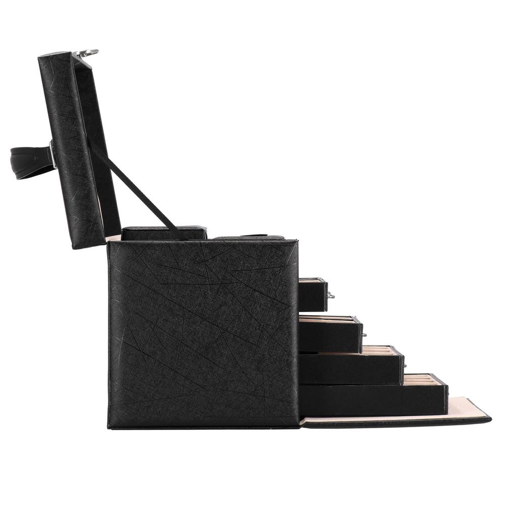Cutie depozitare si organizare bijuterii, piele ecologica + velur, 26 x 21,5 x 19 cm, negru Household NewTrend