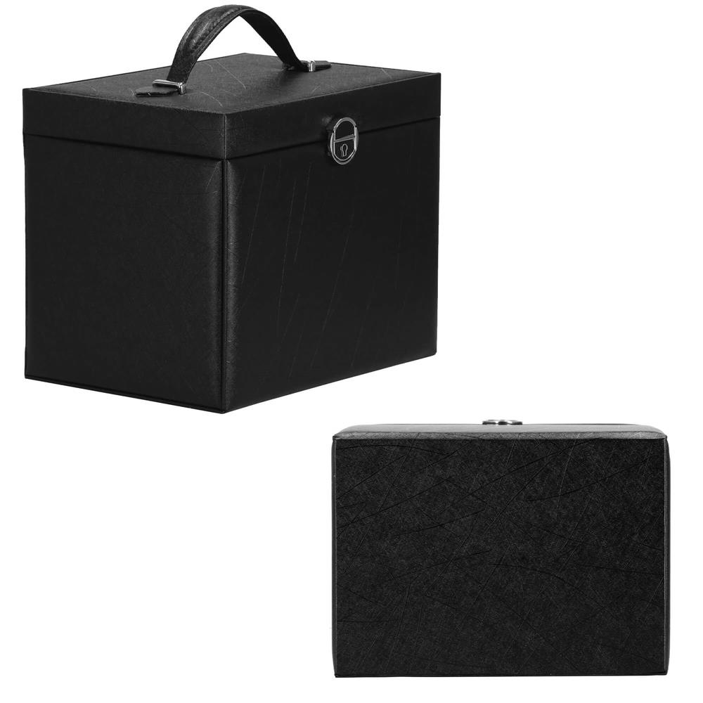 Cutie depozitare si organizare bijuterii, piele ecologica + velur, 26 x 21,5 x 19 cm, negru Household NewTrend