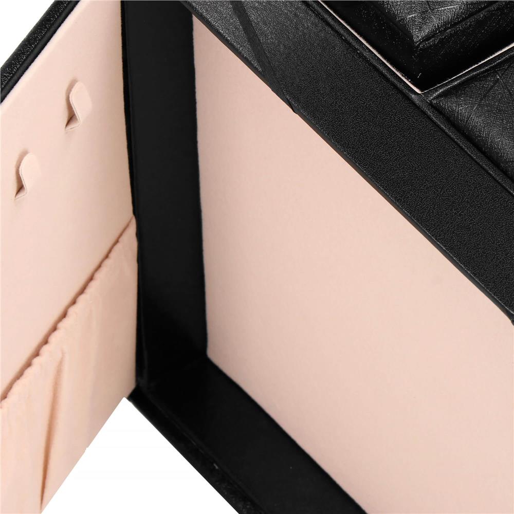 Cutie depozitare si organizare bijuterii, piele ecologica + velur, 26 x 21,5 x 19 cm, negru Household NewTrend