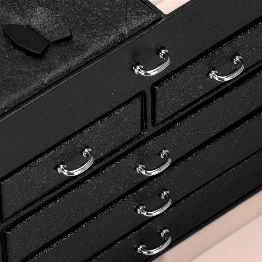 Cutie depozitare si organizare bijuterii, piele ecologica + velur, 26 x 21,5 x 19 cm, negru Household NewTrend