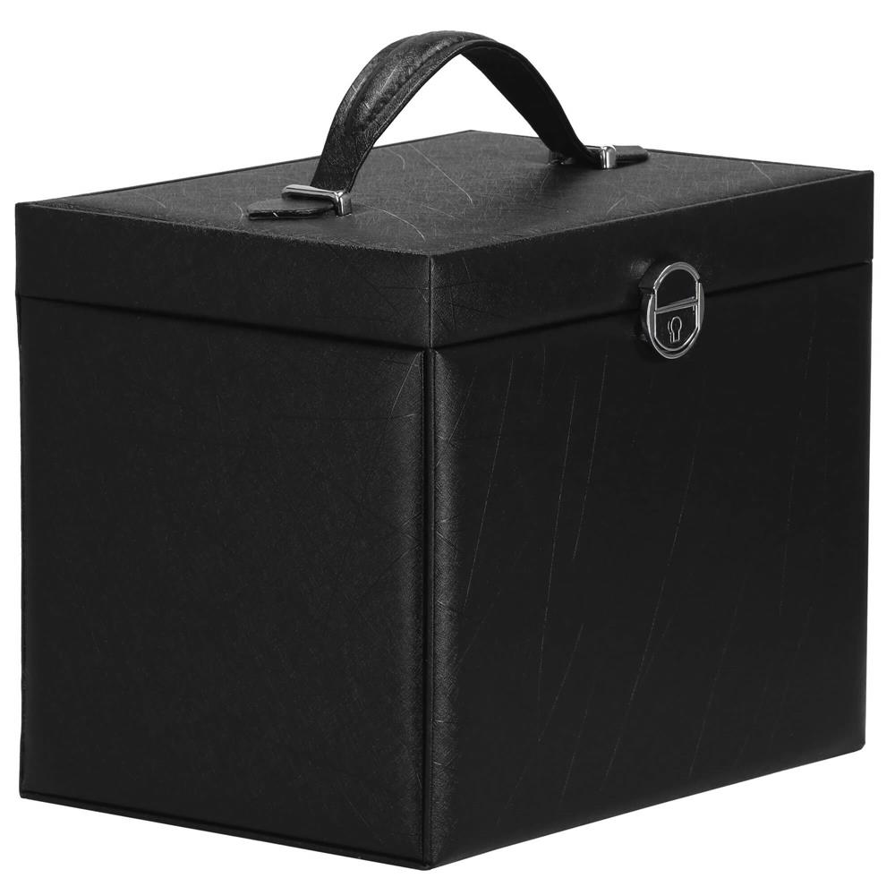Cutie depozitare si organizare bijuterii, piele ecologica + velur, 26 x 21,5 x 19 cm, negru Household NewTrend