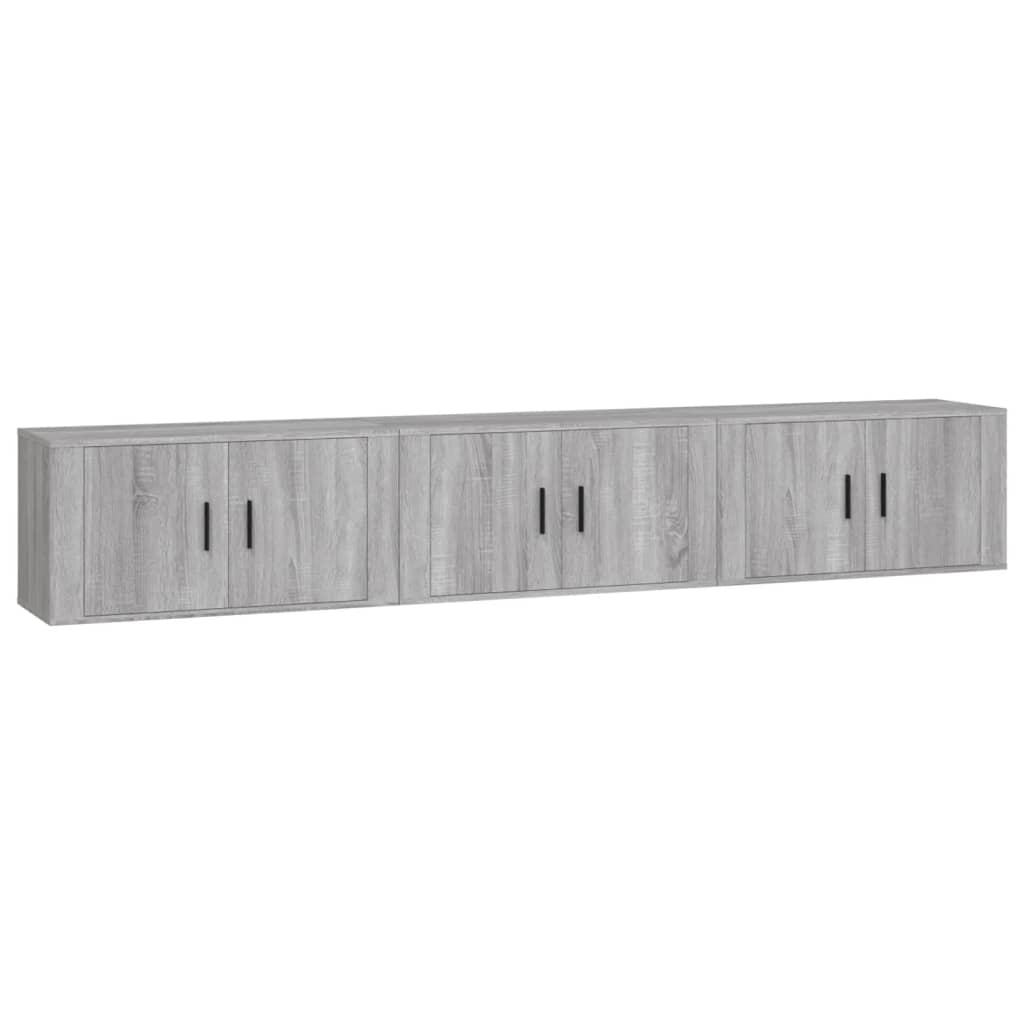 Dulapuri TV montate pe perete, 3 buc., gri sonoma, 80x34,5x40cm GartenMobel Dekor