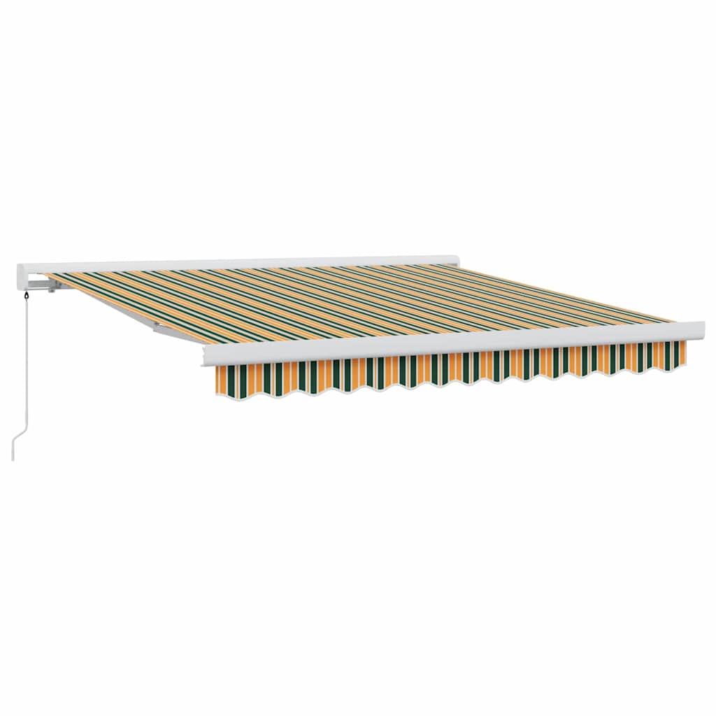 Markiza manuală , retractabilă, verde și galbenă, 350 x 250 cm GartenMobel Dekor