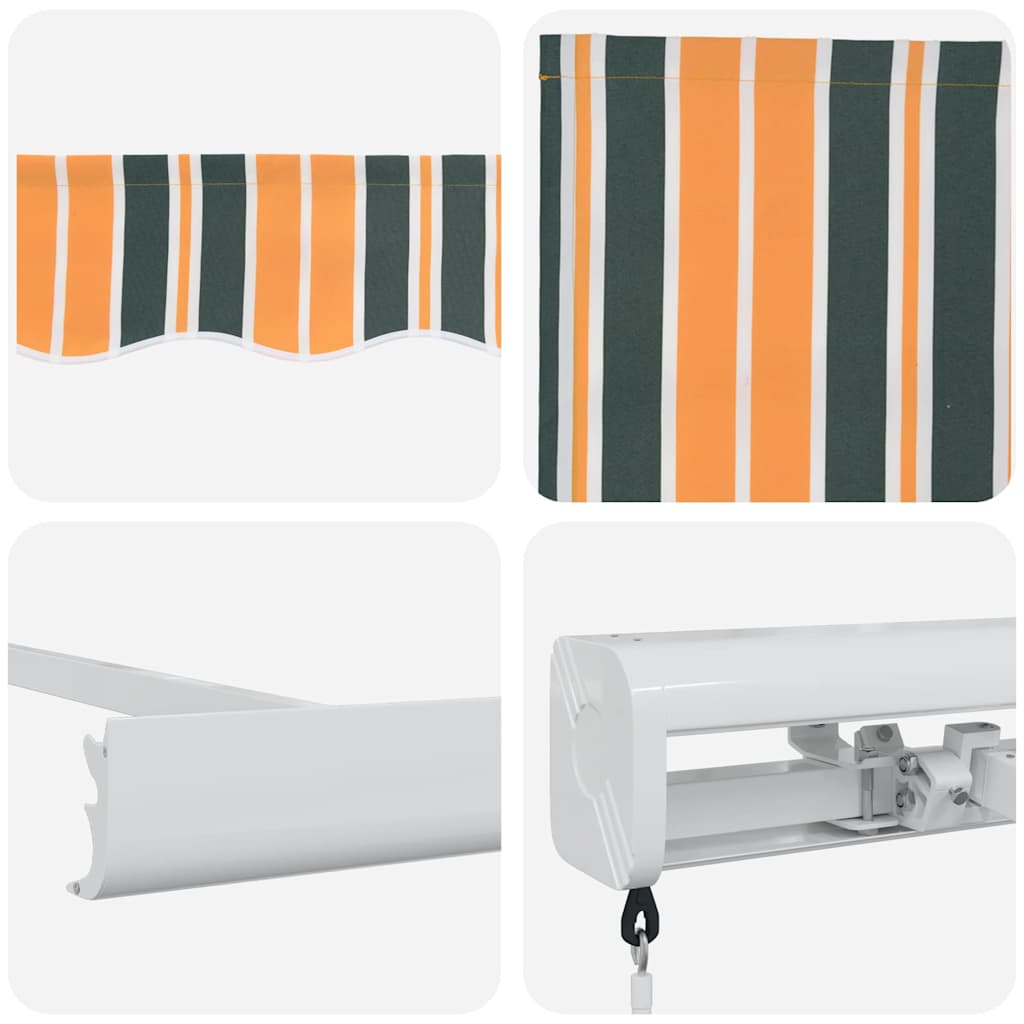 Markiza manuală , retractabilă, verde și galbenă, 350 x 250 cm GartenMobel Dekor