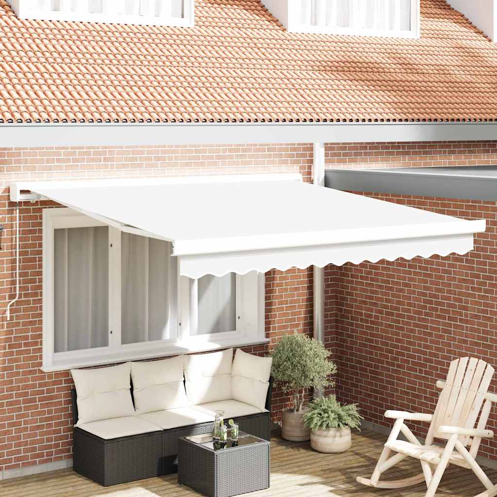 Pergolă manuală retractabilă albă 350 x 250 cm GartenMobel Dekor
