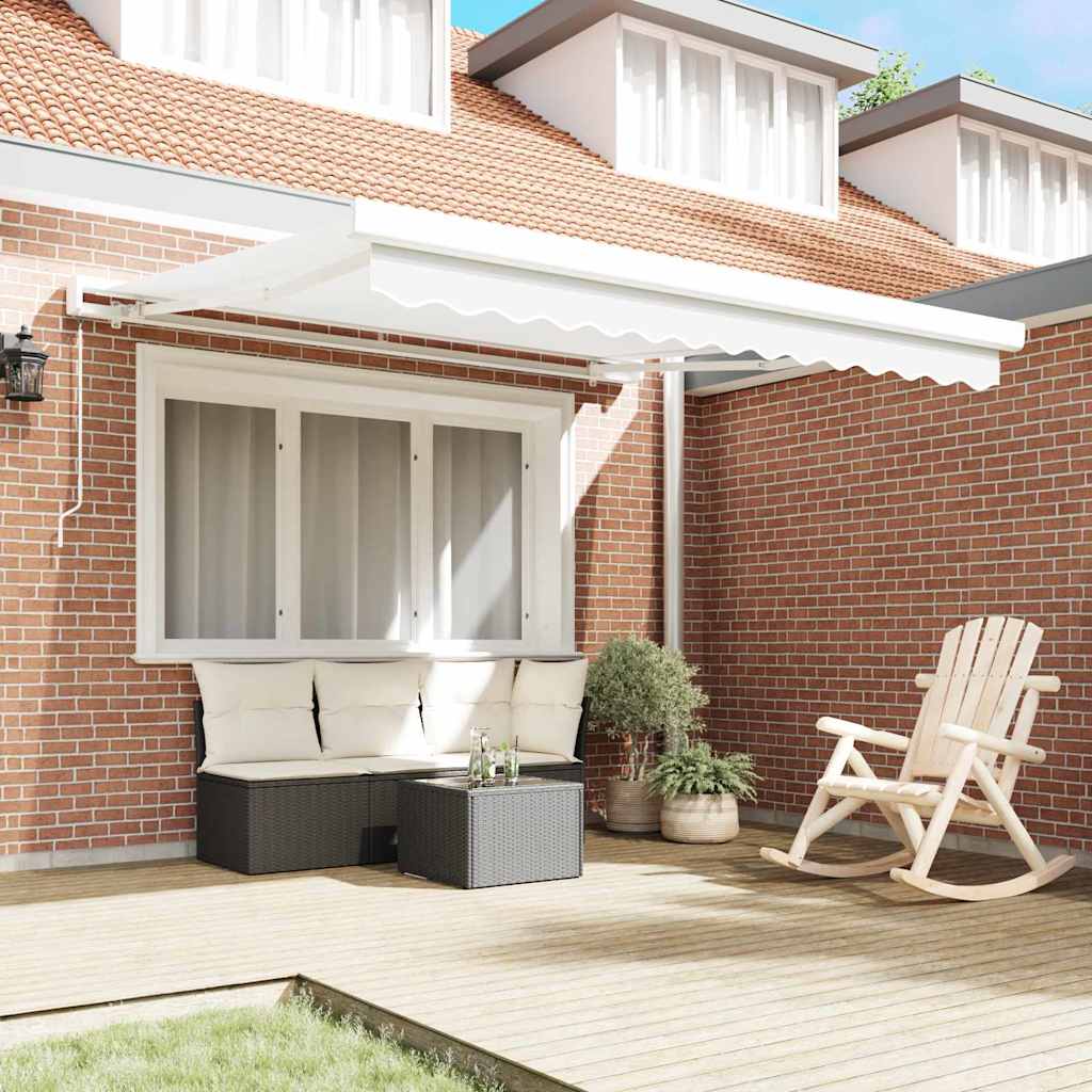 Pergolă manuală retractabilă albă 350 x 250 cm GartenMobel Dekor