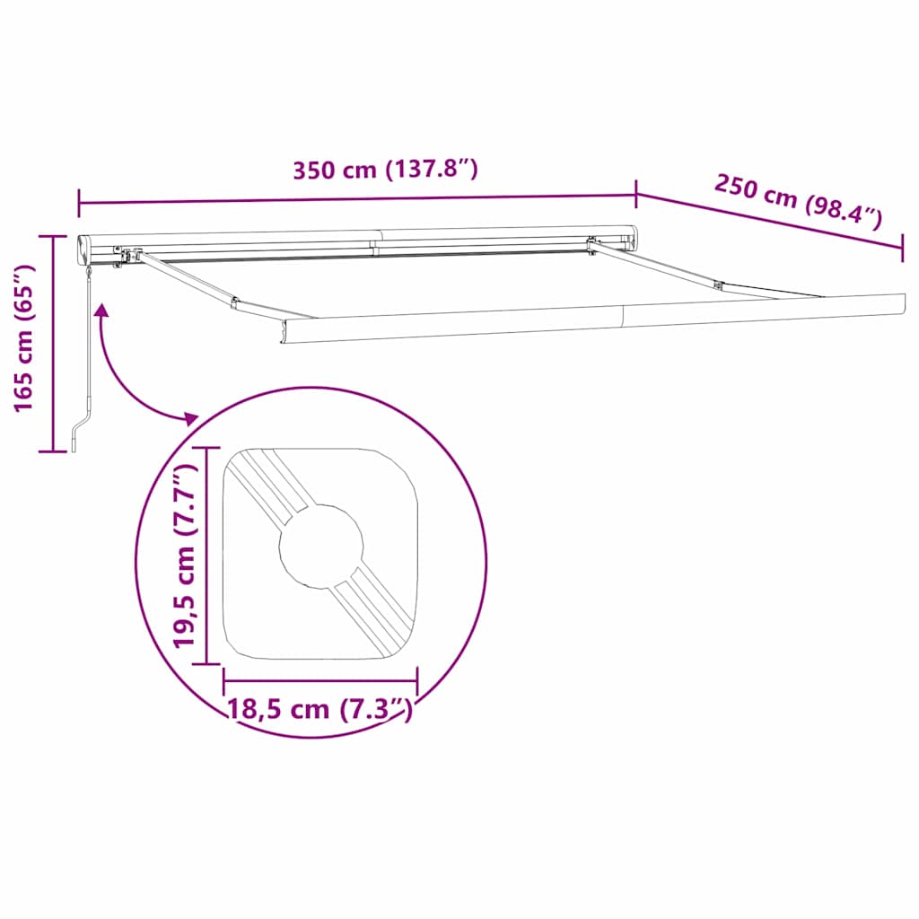Pergolă manuală retractabilă albă 350 x 250 cm GartenMobel Dekor