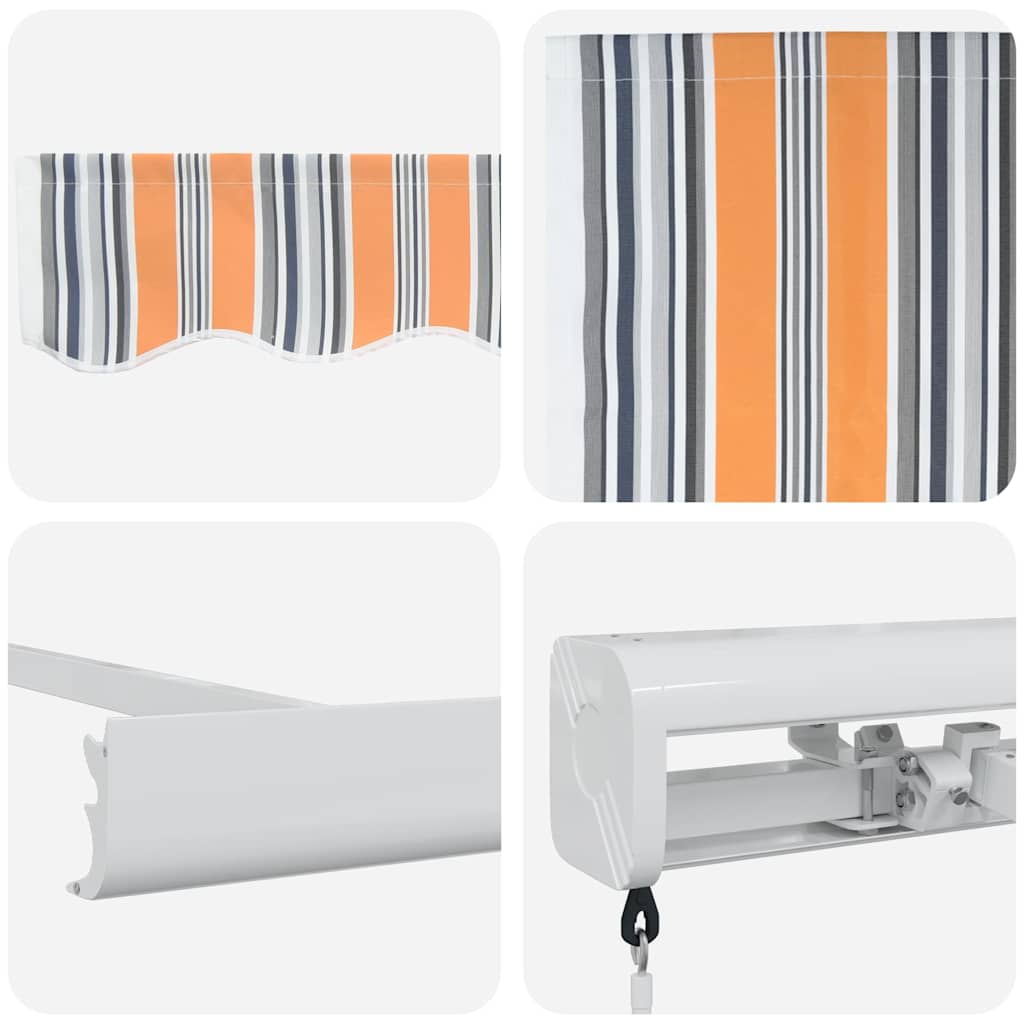 Umbrela Manuală Retractabilă cu Dungi Colorate - 350 x 250 cm GartenMobel Dekor