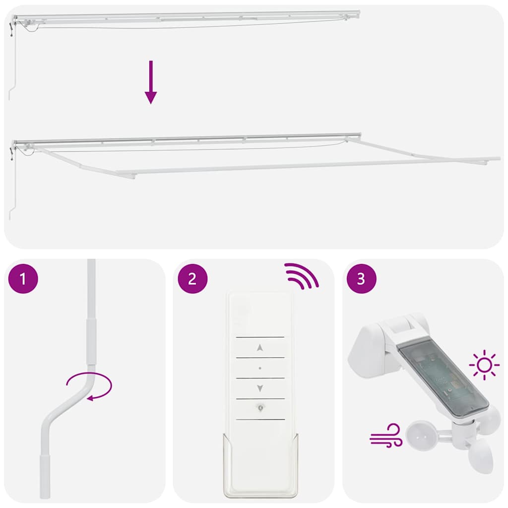 Jgheab retractabil automat cu LED negru 600x300 cm de la GartenMobel Dekor