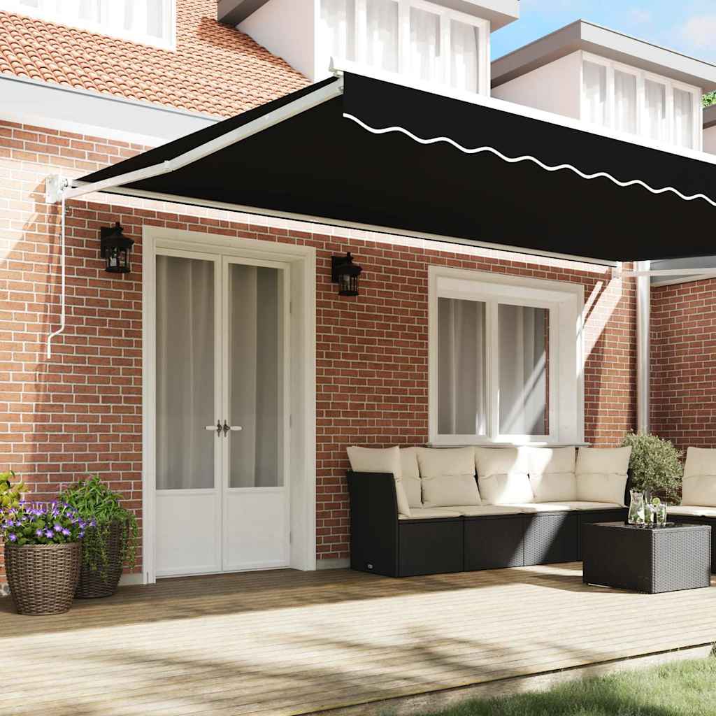Marchiză retractabilă automată Neagră 500x300 cm GartenMobel Dekor