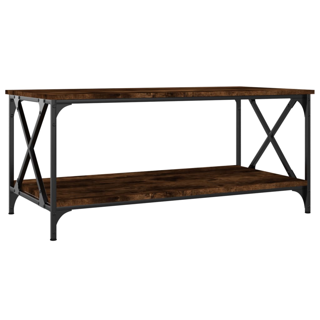 Măsuță cafea stejar fumuriu 100x50x45 cm lemn prelucrat și fier GartenMobel Dekor