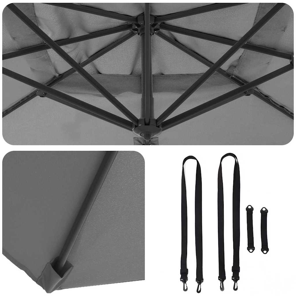 Parasol cantilever Roma Antracit 286x285x265 cm, din aluminiu GartenMobel Dekor