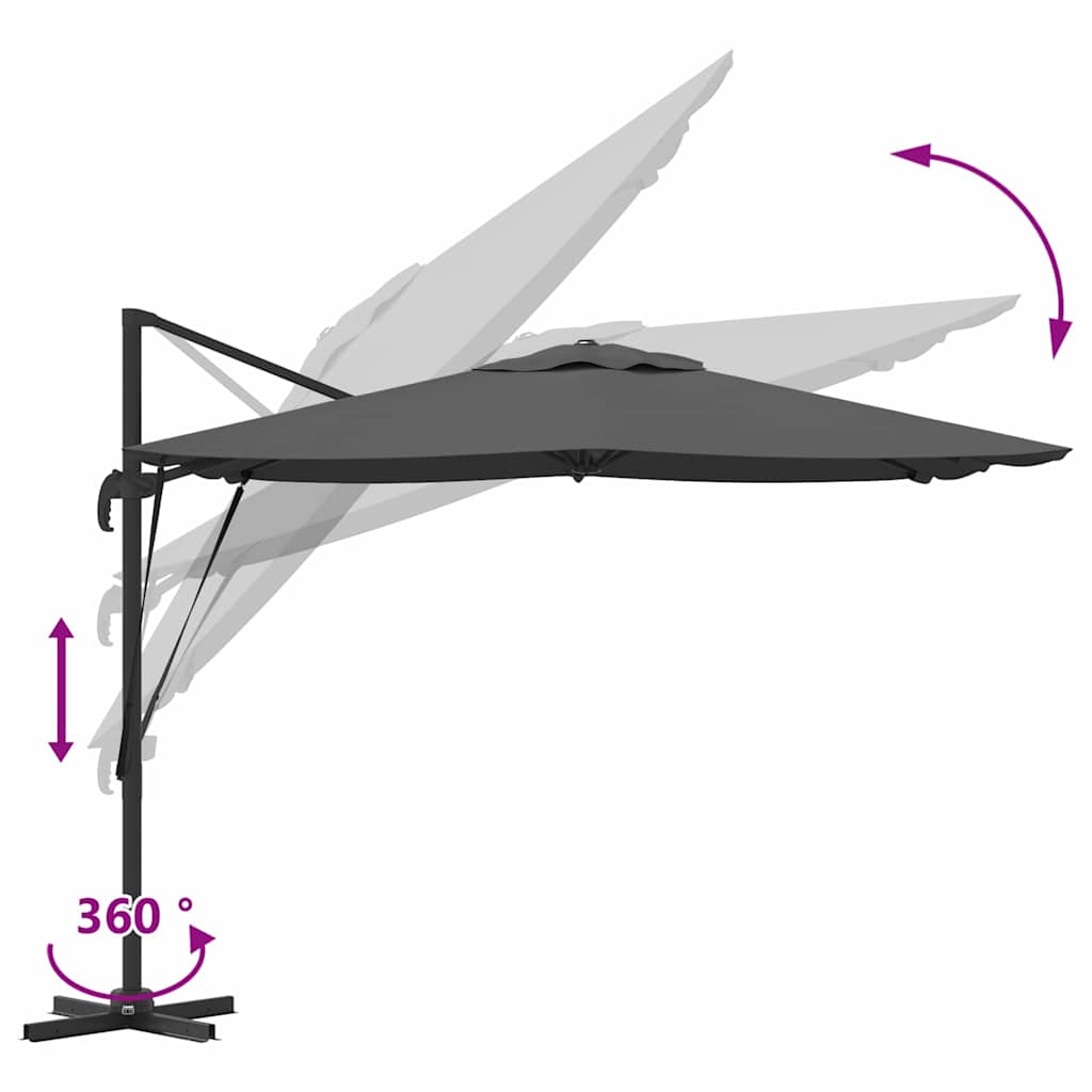 Parasol cantilever Roma Antracit 286x285x265 cm, din aluminiu GartenMobel Dekor
