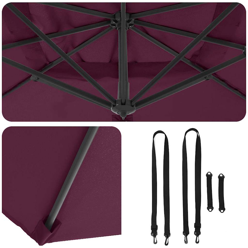 Parasol cantilever Roma Roșu Bordeaux 286x285x265 cm din aluminiu GartenMobel Dekor