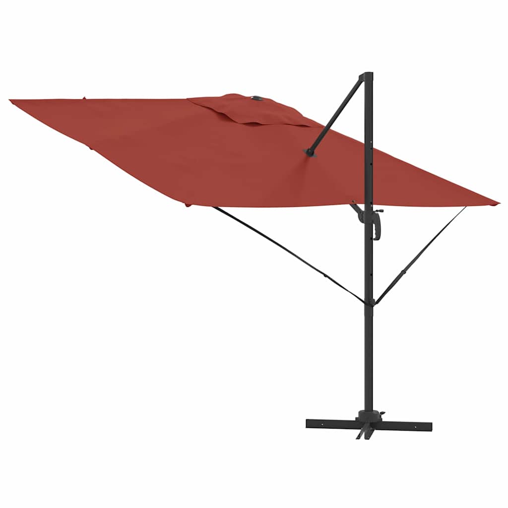 Parasolar Roma cu braț cantilever Terracotta 286x285x265 cm din aluminiu GartenMobel Dekor