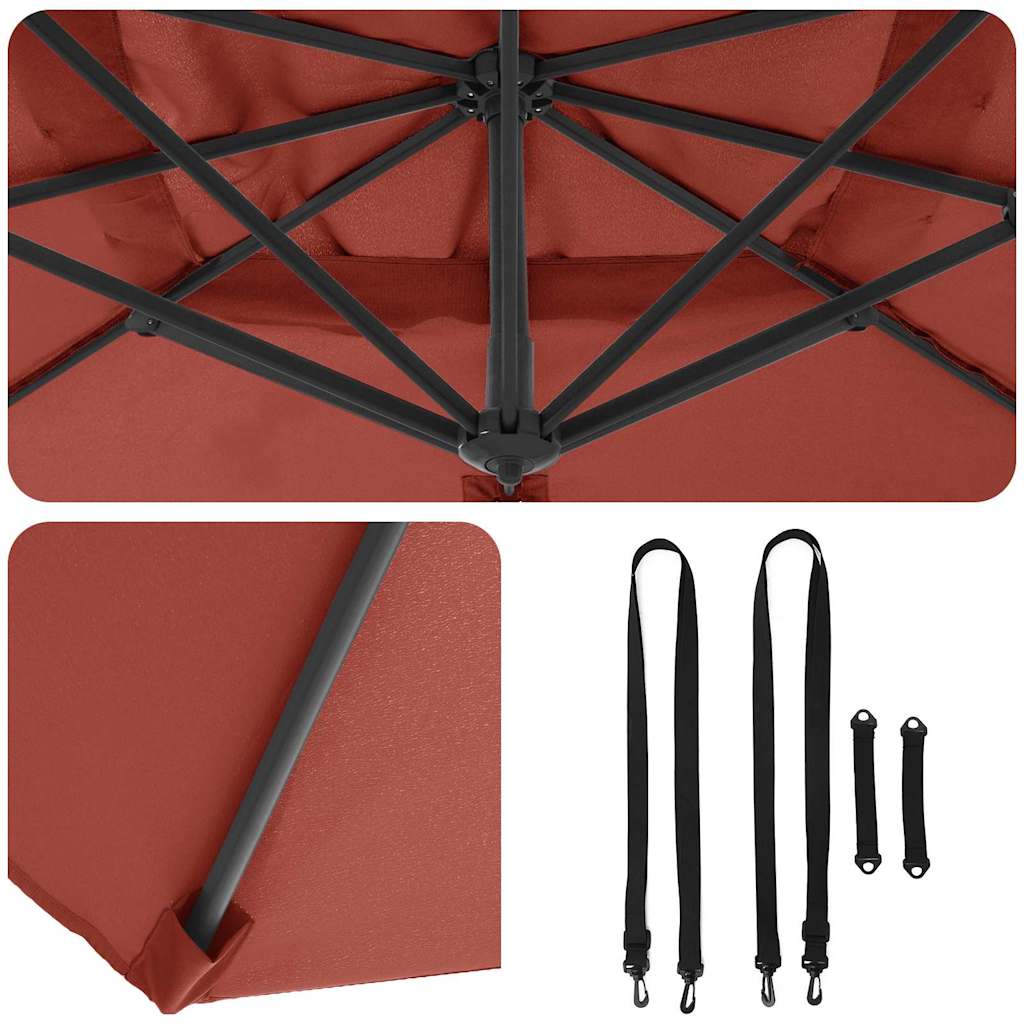 Parasolar Roma cu braț cantilever Terracotta 286x285x265 cm din aluminiu GartenMobel Dekor