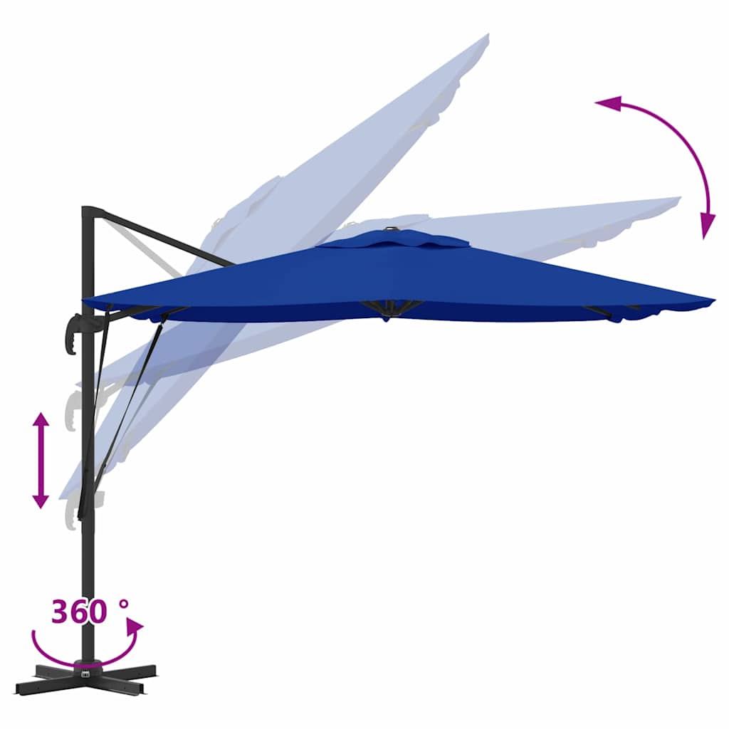 Parasolar cantilever Roma Albastru Azure 286x285x265 cm din aluminiu GartenMobel Dekor