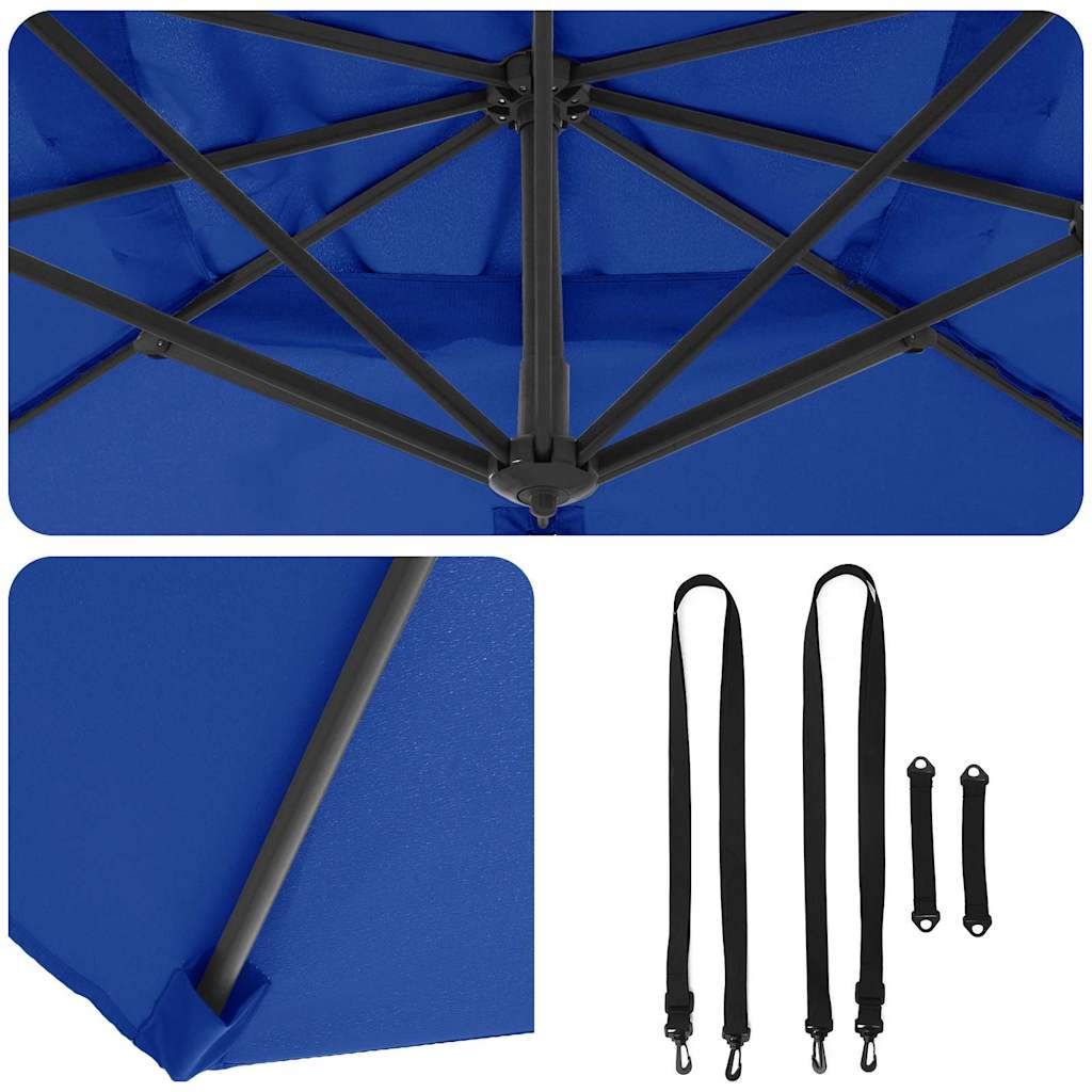 Parasolar cantilever Roma Albastru Azure 286x285x265 cm din aluminiu GartenMobel Dekor