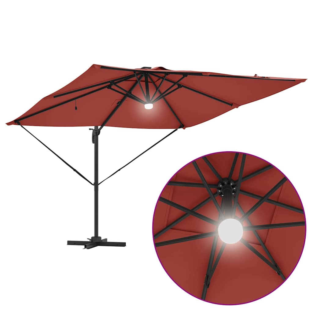 Umbra Parasol Cantilever Roma cu LED-uri - , Terracotta, 286 x 285 x 270 cm, Aluminiu GartenMobel Dekor
