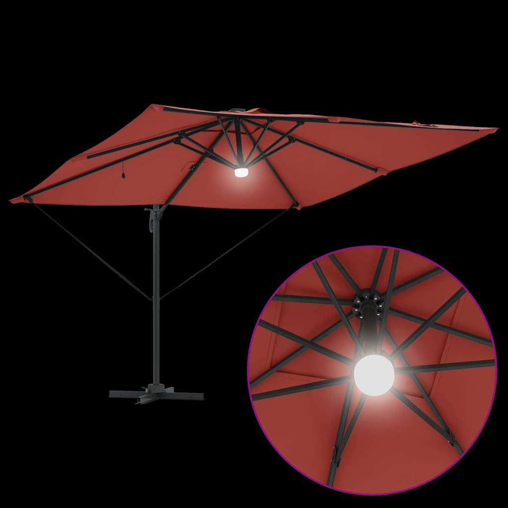 Umbra Parasol Cantilever Roma cu LED-uri - , Terracotta, 286 x 285 x 270 cm, Aluminiu GartenMobel Dekor