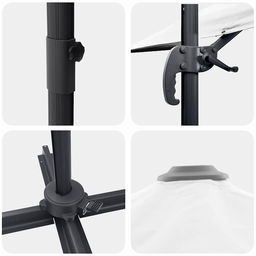 Umbrela Cantilever Roma Bej 286x285x265 cm din aluminiu GartenMobel Dekor
