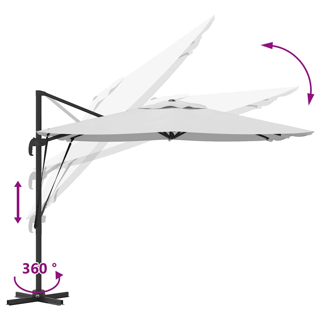 Umbrela Cantilever Roma Bej 286x285x265 cm din aluminiu GartenMobel Dekor