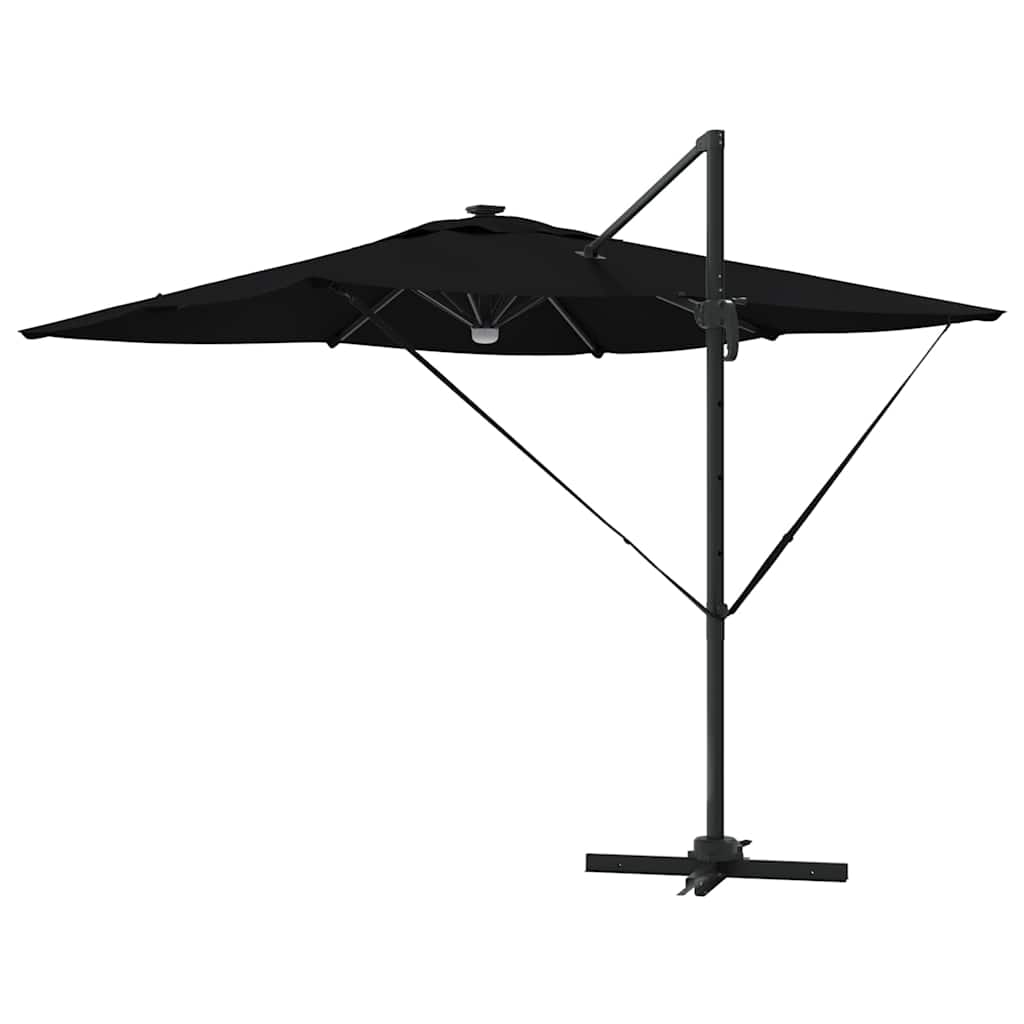 Umbrela Cantilever Roma cu LED-uri negre 286 x 285 x 270 cm din aluminiu GartenMobel Dekor