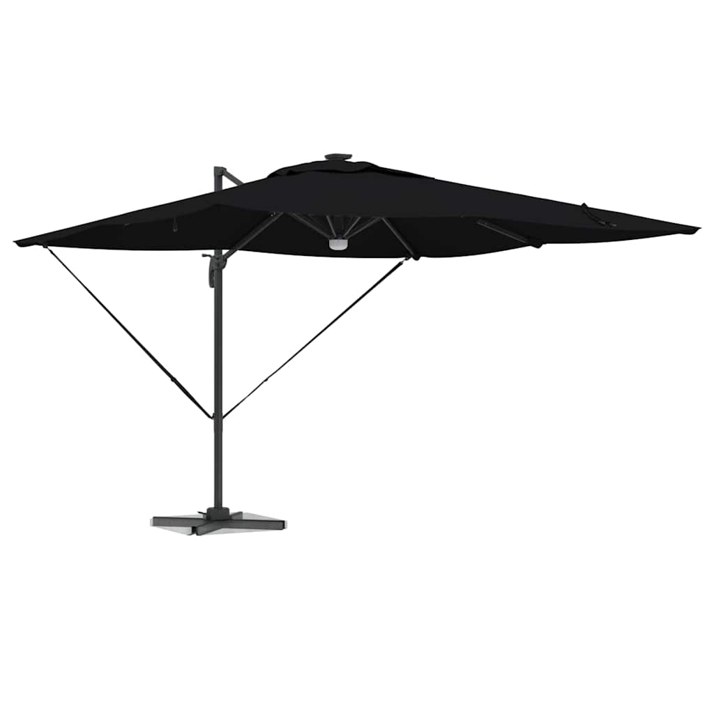 Umbrela Cantilever Roma cu LED-uri negre 286 x 285 x 270 cm din aluminiu GartenMobel Dekor