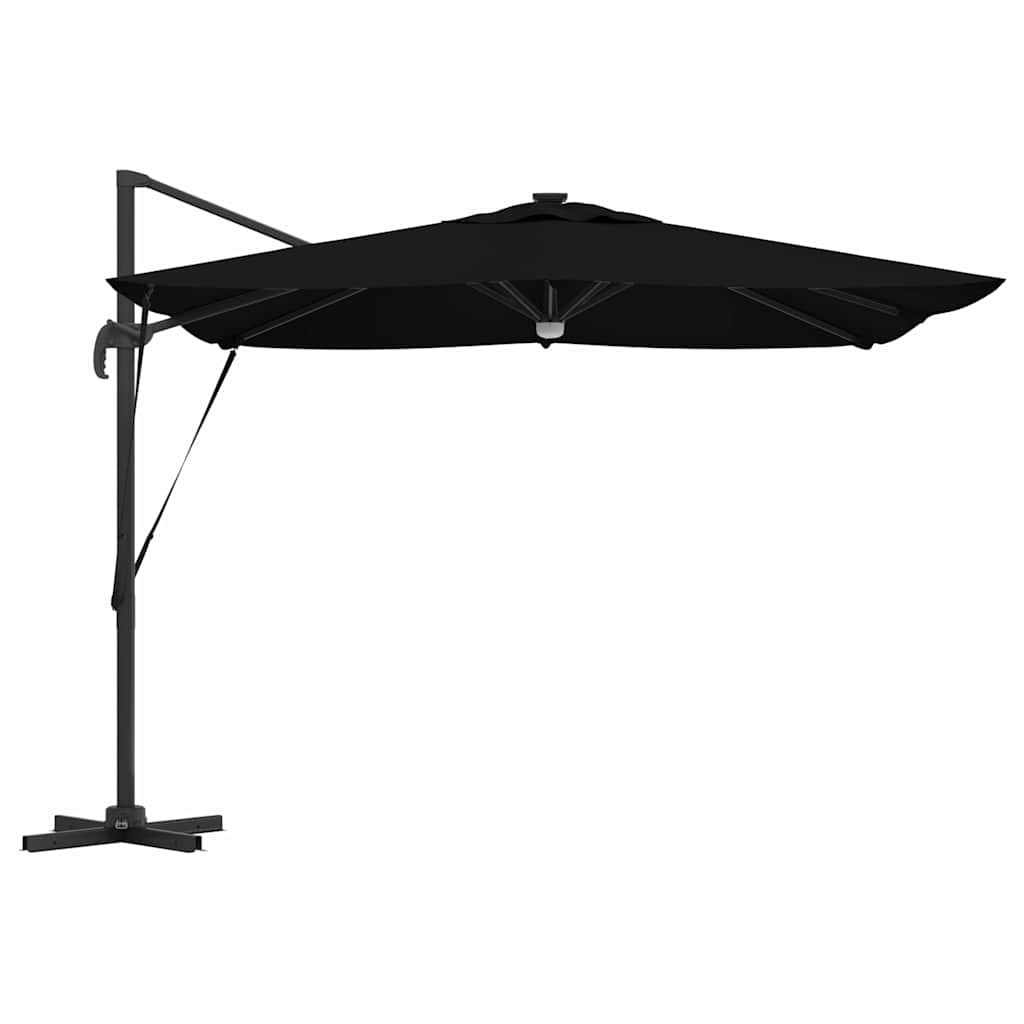 Umbrela Cantilever Roma cu LED-uri negre 286 x 285 x 270 cm din aluminiu GartenMobel Dekor