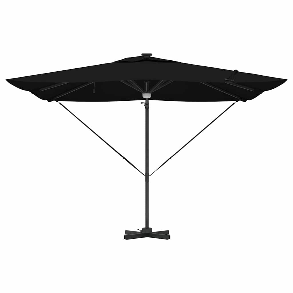 Umbrela Cantilever Roma cu LED-uri negre 286 x 285 x 270 cm din aluminiu GartenMobel Dekor