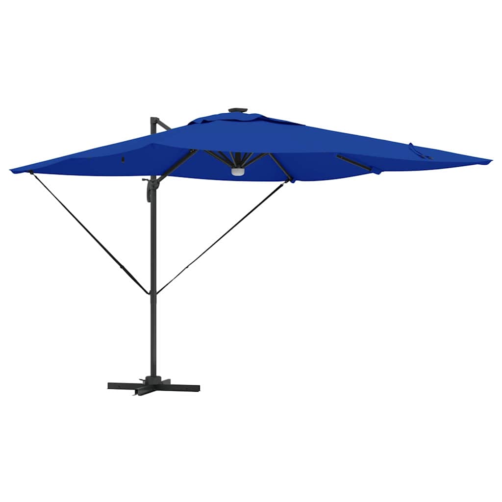 Umbrela cantilever Roma cu LED-uri, Albastru Azur, 286 x 285 x 270 cm, din aluminiu. GartenMobel Dekor