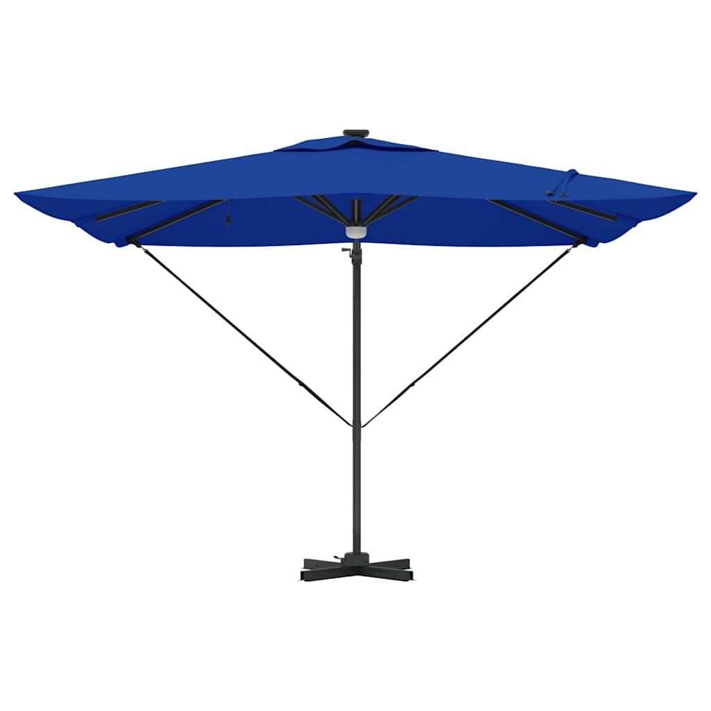 Umbrela cantilever Roma cu LED-uri, Albastru Azur, 286 x 285 x 270 cm, din aluminiu. GartenMobel Dekor