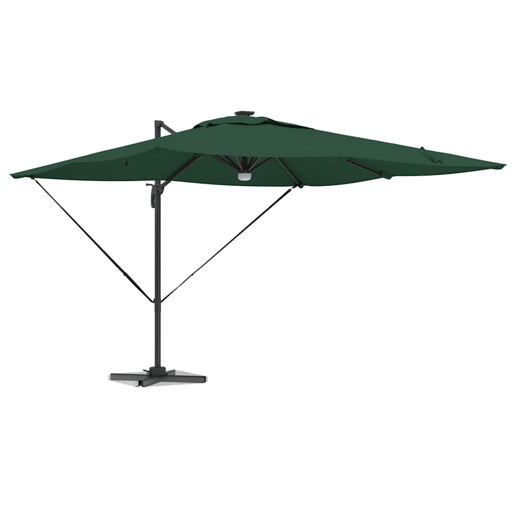 Umbrela cantilever Roma cu LED-uri, verde, 286x285x270 cm, aluminiu GartenMobel Dekor