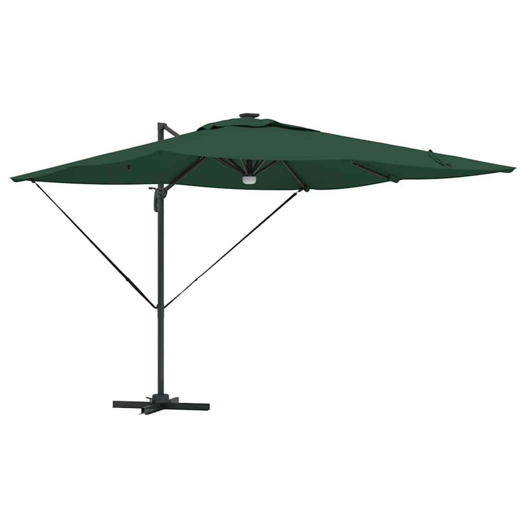 Umbrela cantilever Roma cu LED-uri, verde, 286x285x270 cm, aluminiu GartenMobel Dekor